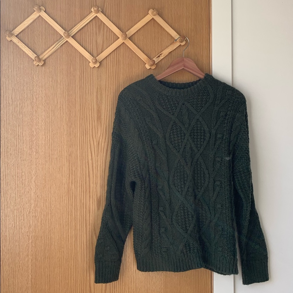 Green Cable Detail Pullover Sweater NWOT